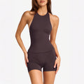 Sports Yoga Neck-Hanging High-Elastic Short Set Women's