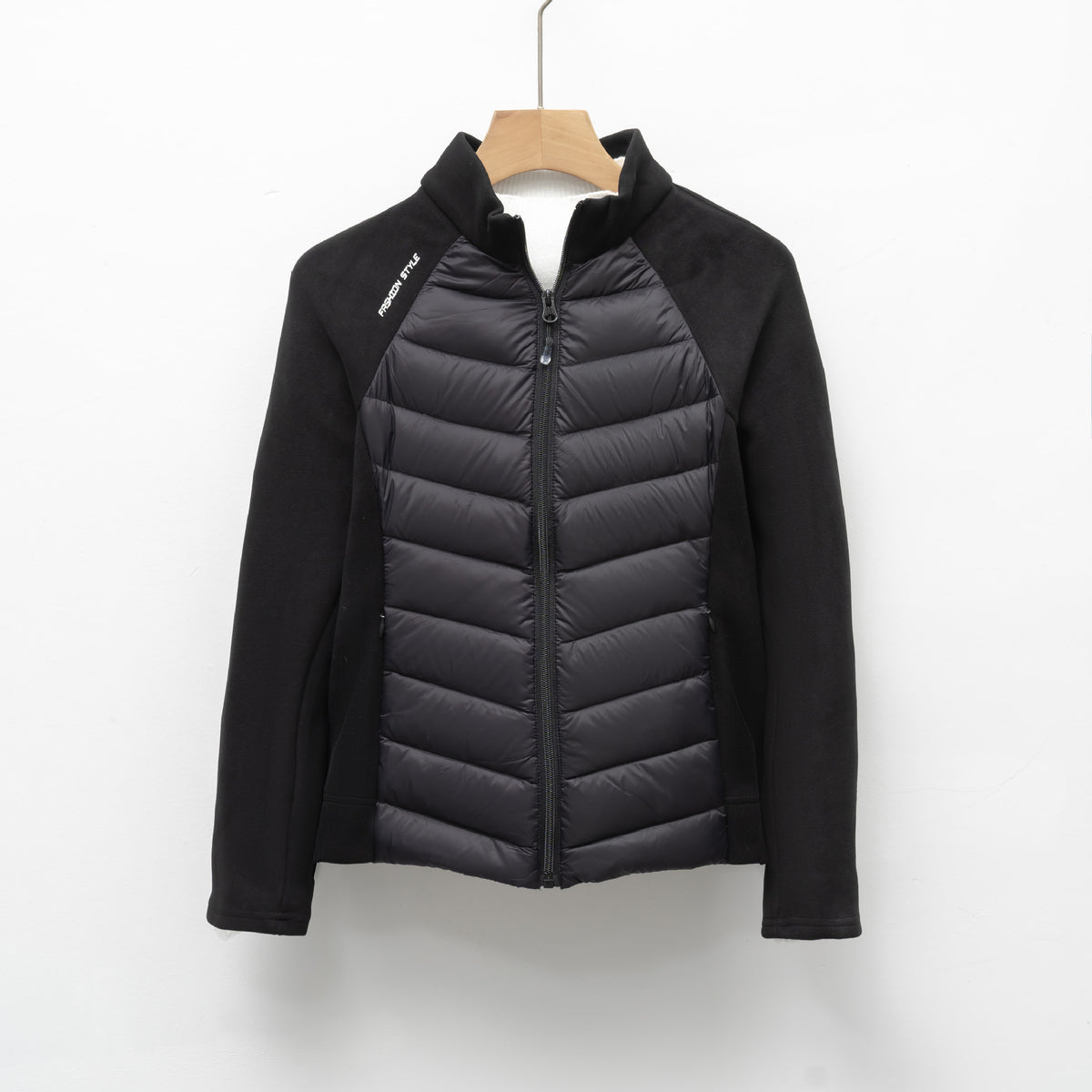 Stand up women's yoga patchwork solid color slim fit versatile sports style down jacket