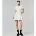 Fashionable Breathable Solid Color Tennis Dress for Outdoor Yoga and Fitness, Professional Sporty Sundress