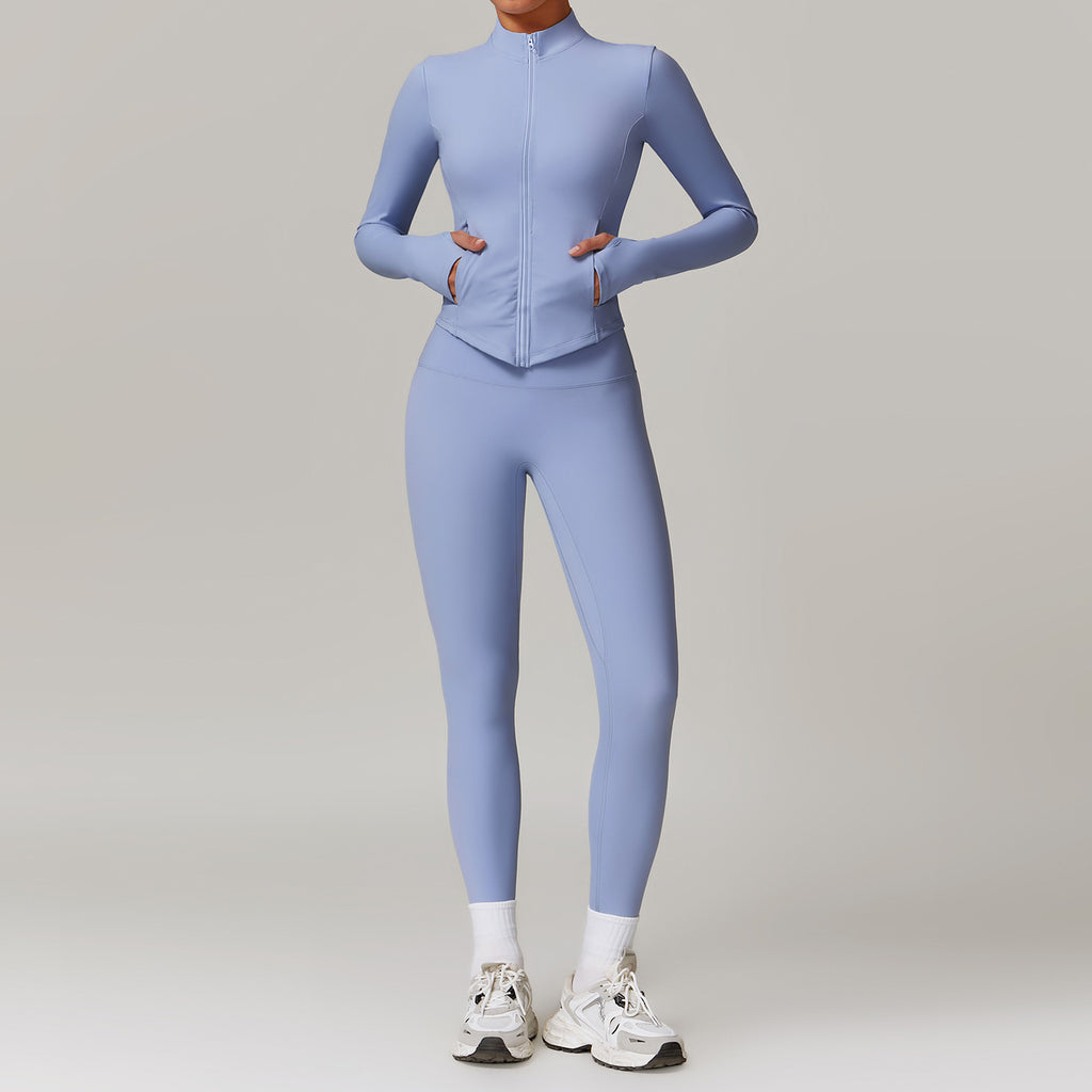 Leisure velvet suit with high waist, wide legs, warm yoga clothes, women's slimming long sleeved fitness suit