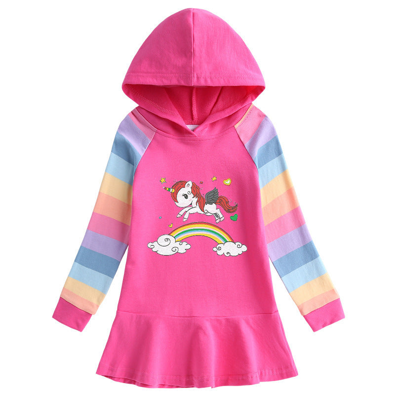 Unicorn Cartoon Rainbow Girls' Dress