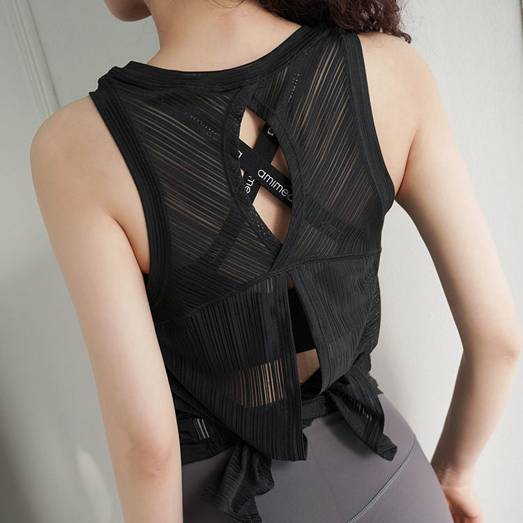 Yoga Vest Women's Breathable Quick-Drying Sports Sleeveless t-Shirt Sexy Loose Fitness Blouse Top