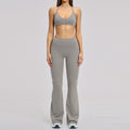 Cotton Fleece Yoga Set Hollow Out Strap Back Yoga Wear for Exercise Running Fitness Set