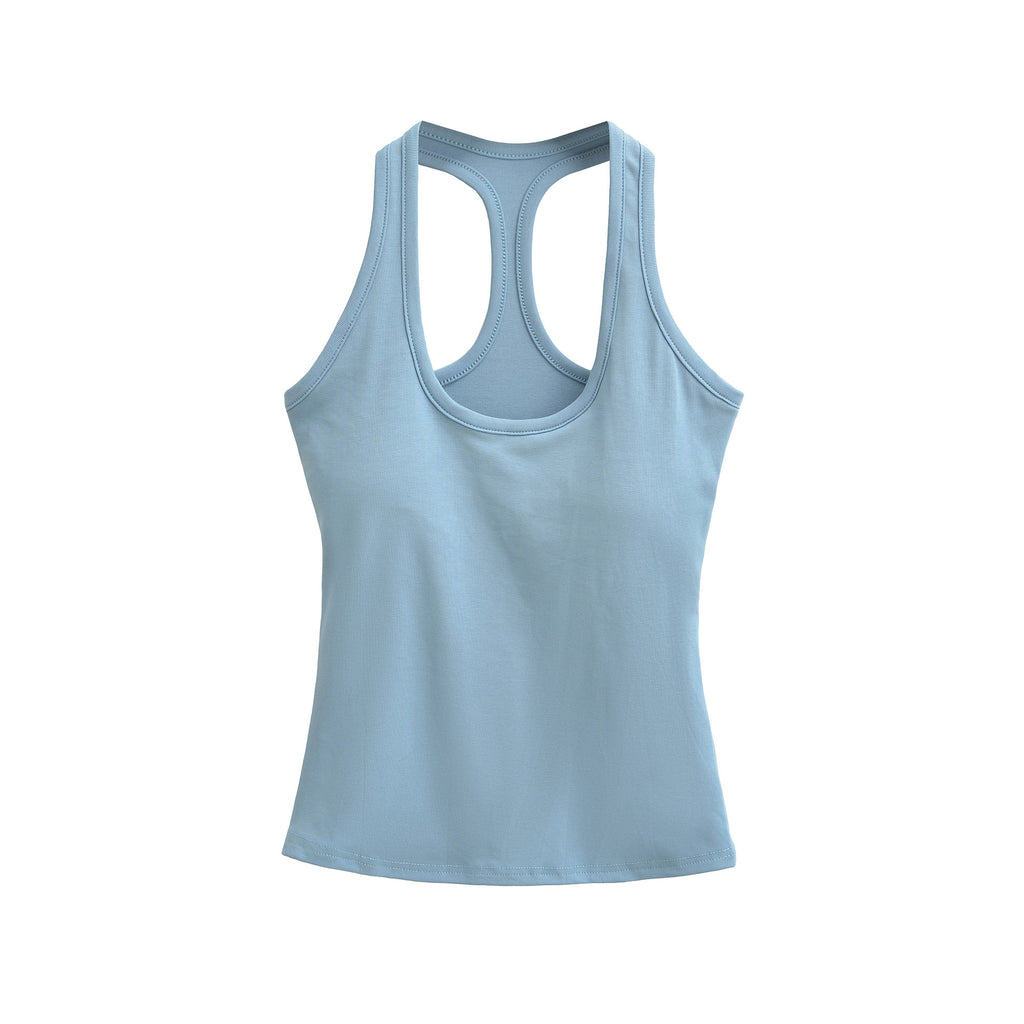 Workout Yoga Tank Top for Women with Padded Bra, Wearable as Outer or Inner Layer, Backless Design, Summer Strappy Top