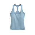 Workout Yoga Tank Top for Women with Padded Bra, Wearable as Outer or Inner Layer, Backless Design, Summer Strappy Top