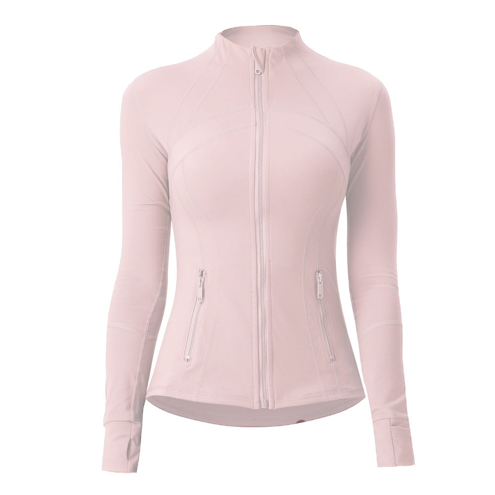 Style Yoga Jacket Outdoor Slim-Fitting Shaping Waist-Cinching Zip-Up High Neck Sports Yoga Long Sleeve Top for Women