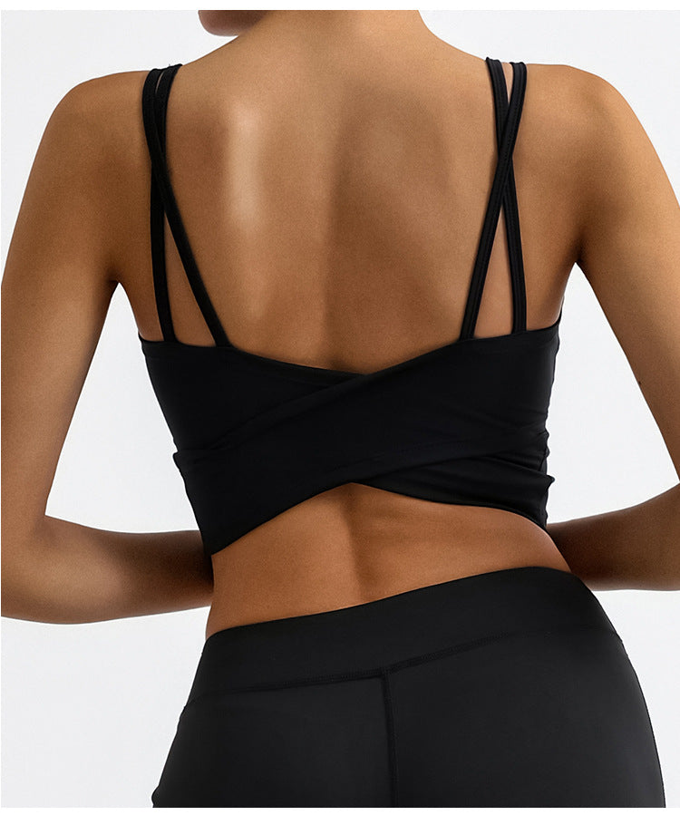 Sport Yoga Tank Top with Double Straps, Quick-Dry Removable Padded Design, Casual Outdoor Yoga Tank Top