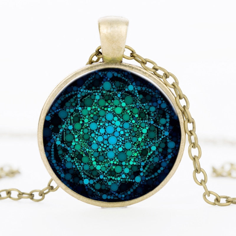 Flower of Life Necklace Om Yoga Chakra Pendant Mandala Necklaces Glass Dome Sacred Geometry  Jewelry