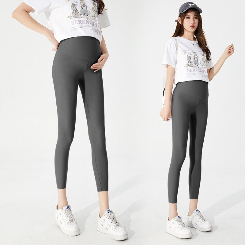 Ultra thin and breathable pregnant women's leggings for comfort, large elasticity, seamless belly support, pregnancy yoga shark pants