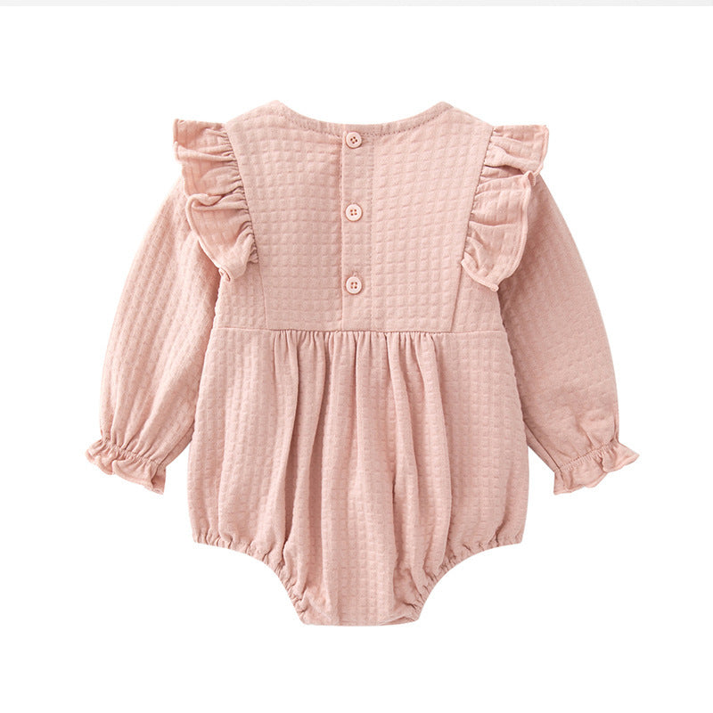 Infant Bodysuit Baby Romper Long Sleeve Clothes Sweet Ruffle Triangle Onesie Kids Clothing