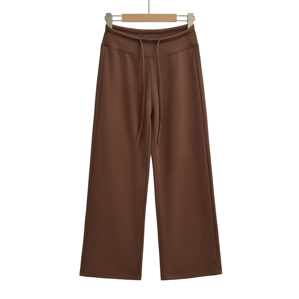 Yoga drawstring high waist wide leg walking pants casual pants