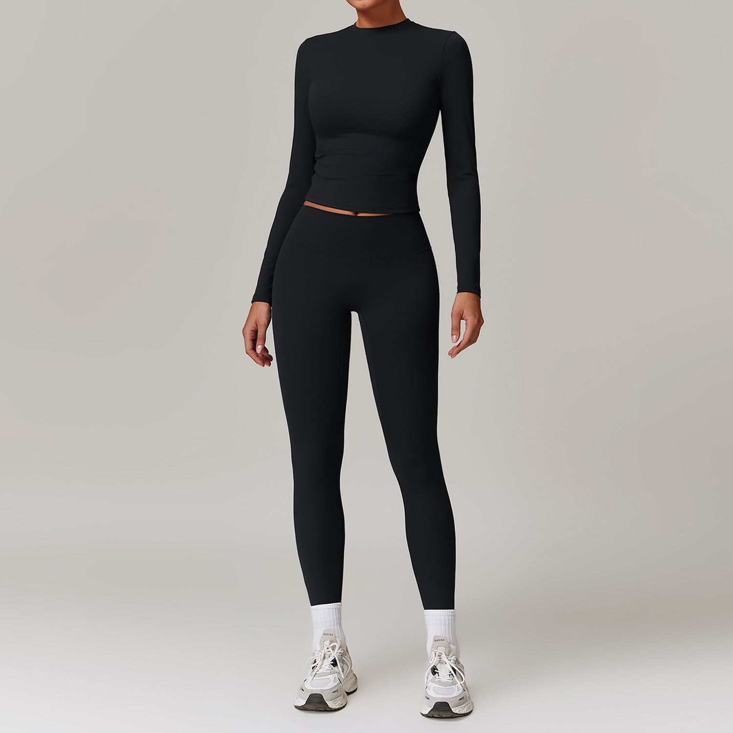 Sports and leisure velvet suit with high waist, wide legs, warm yoga clothes, women's slimming long sleeved fitness suit