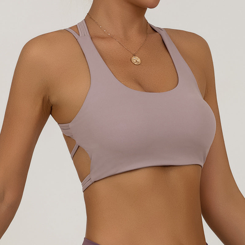 Backless Sports Bra for Women with Padded, Skin-like Feel, High Elasticity, Quick-dry Yoga and Fitness Top
