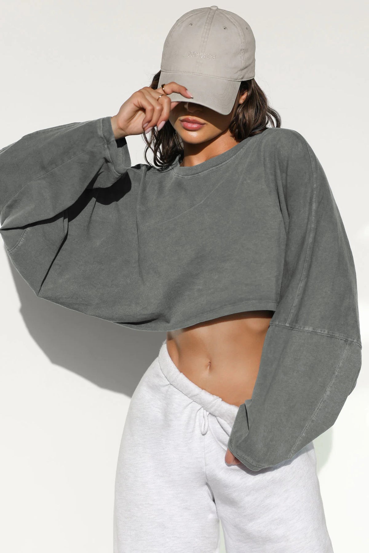 Vintage Hoodie Women's Long Sleeve Crop Knitwear Sport Yoga