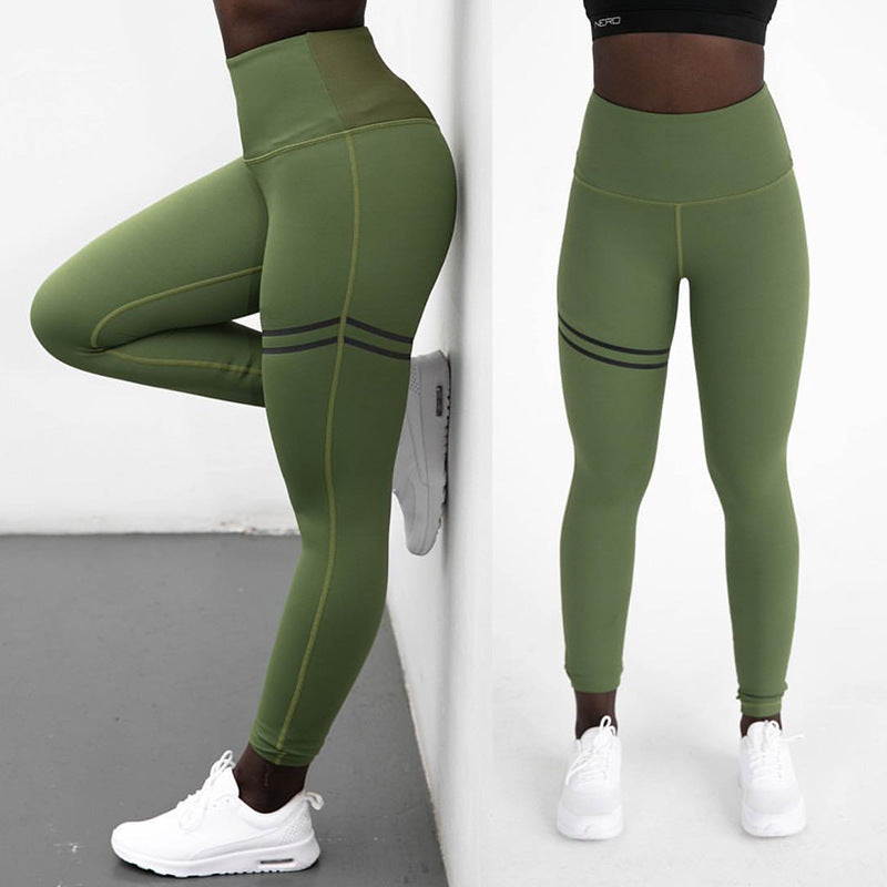 High-Waisted Double Ring Flat Printing Yoga Pants Slim Fit Women's Leggings