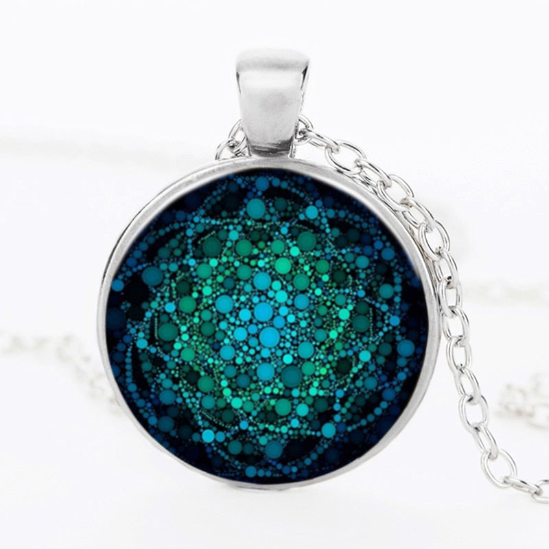 Flower of Life Necklace Om Yoga Chakra Pendant Mandala Necklaces Glass Dome Sacred Geometry  Jewelry