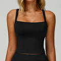 Cross-border Double Strap Yoga Tank Top Sheer Back Fitted Sports Camisole Outdoor Running Fitness Clothing