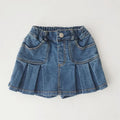 Girls' denim shorts fake two piece skirt