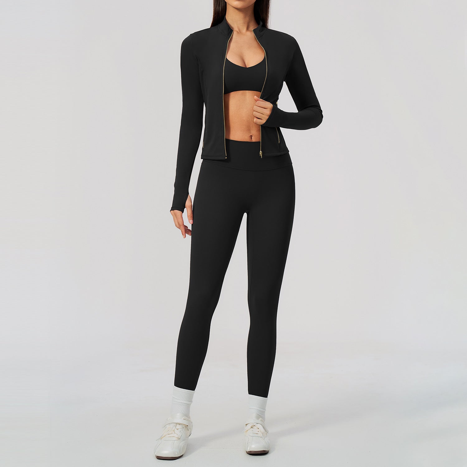 Fitness Set Sport Jacket Slim Fit Fashion Quick-Dry Outdoor Yoga Wear 3-Piece Set