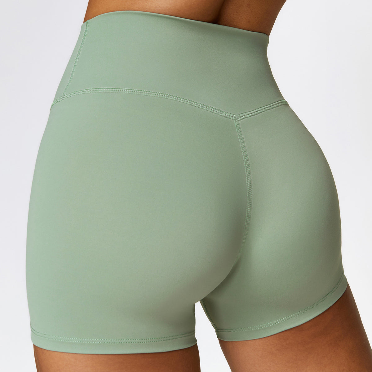 Shaved tight yoga shorts for women, high waisted and waist cinching fitness pants, hip lifting and running sports shorts
