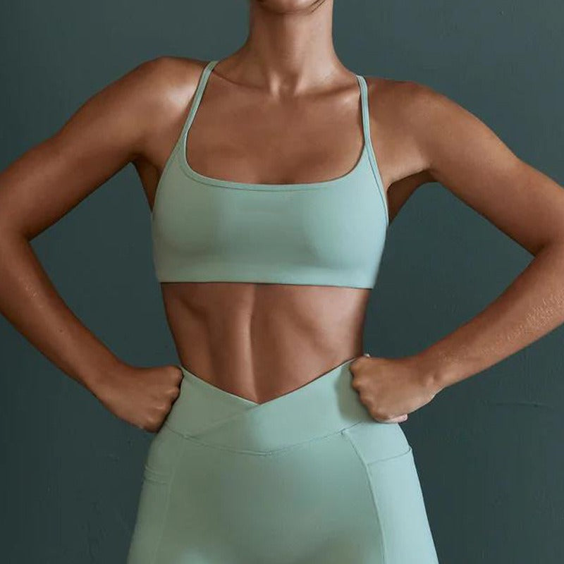 Nude Yoga Bra Women's Sports Underwear Shockproof Gathering Beauty Back Fitness Bra Top