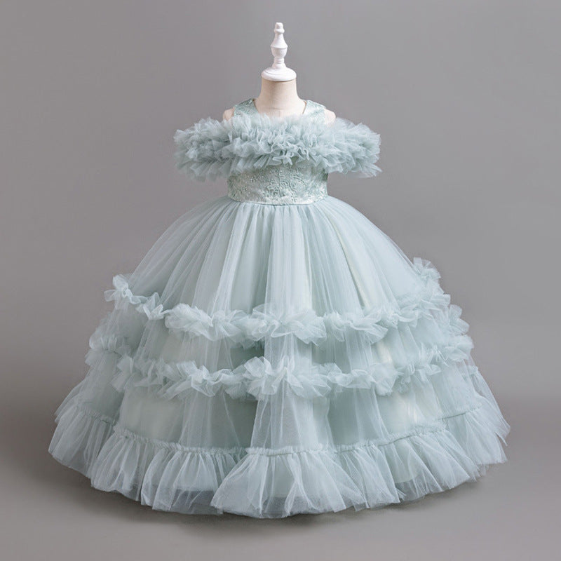 Girls' mesh puffy skirt dress