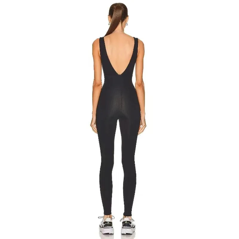 Sexy V-Back  Yoga Sets Women Sleeveless Sports Suits Overalls Workout Outfits Fitness Clothing Jumpsuits deportivo mujer Gym