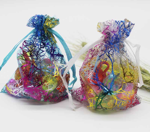 100pcs/lot 7x9cm 9x12cm 10x15cm Colorful Organza Bags Jewelry Packaging Bags Wedding Favor Gift Bags Drawstring Pouches