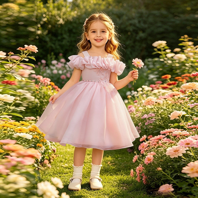 Girls' mesh slim fit dress