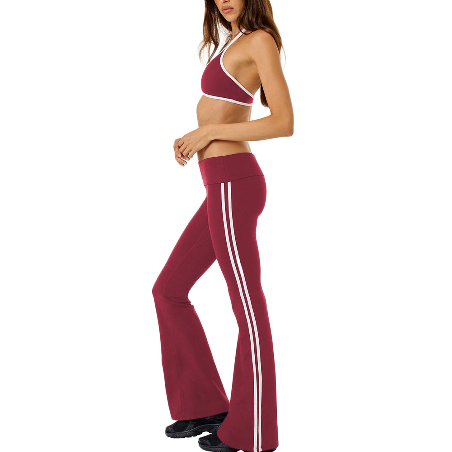 Bare-feel Flared Yoga Pants Set, Outdoor Casual Versatile Fitness Sports Bra Two-piece Set