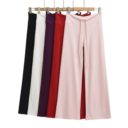 Drawstring Warm Yoga Pants Straight Leg Wide Leg Pants Sports Casual Pants