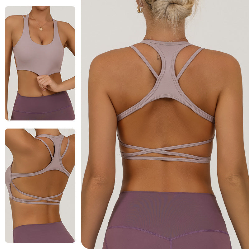 Backless Sports Bra for Women with Padded, Skin-like Feel, High Elasticity, Quick-dry Yoga and Fitness Top