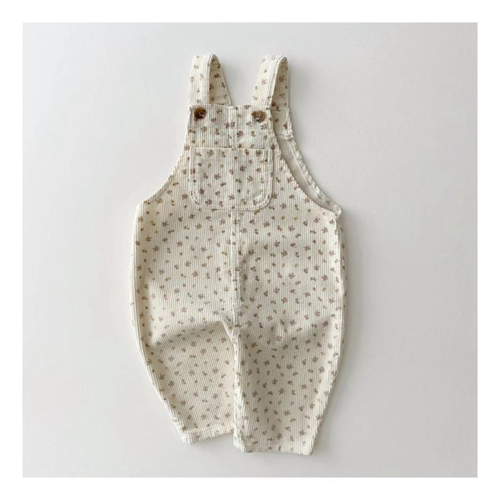 Floral denim cute overalls for children
