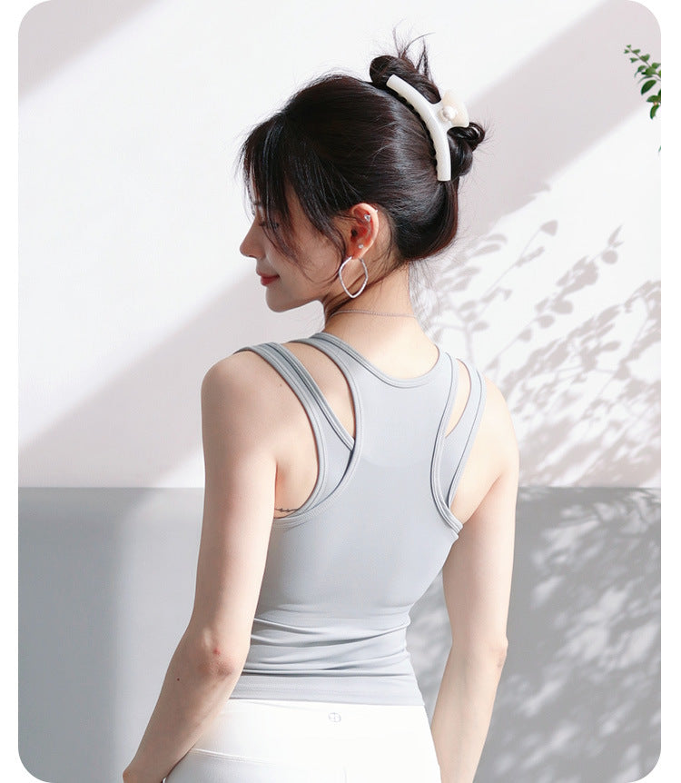 Shockproof and Supportive, High-Intensity Yoga Top with Padded Sports BraCompression Design