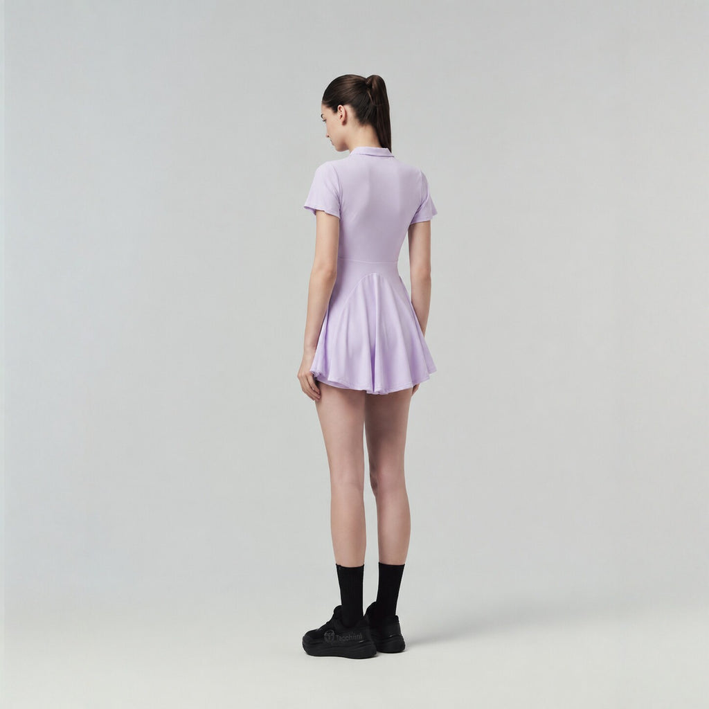 Fashionable Breathable Solid Color Tennis Dress for Outdoor Yoga and Fitness, Professional Sporty Sundress