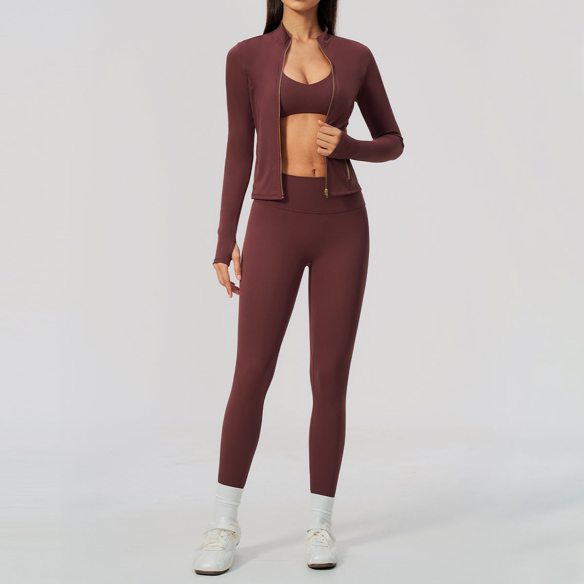 Fitness Set Sport Jacket Slim Fit Fashion Quick-Dry Outdoor Yoga Wear 3-Piece Set