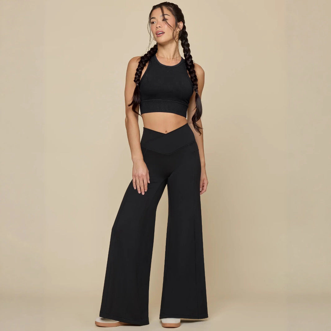 Casual Trousers with Loose Fit and Vertical Feel for Sports and Yoga